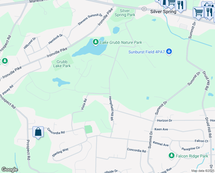 map of restaurants, bars, coffee shops, grocery stores, and more near 641 Hempfield Hill Rd in Columbia