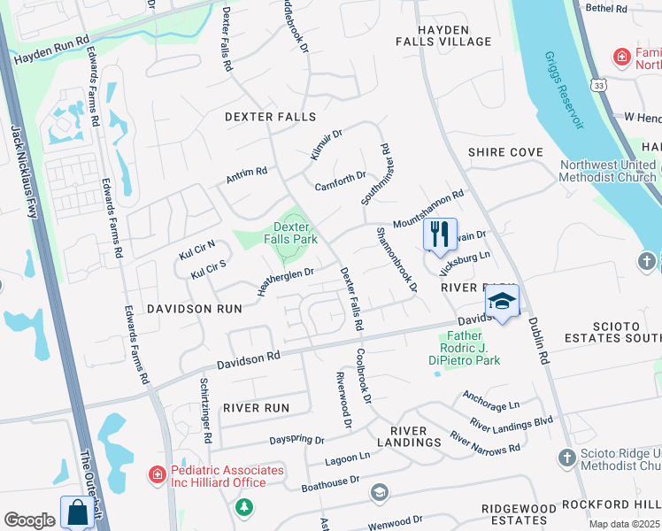 map of restaurants, bars, coffee shops, grocery stores, and more near 5010 Flynnhaven Court in Columbus