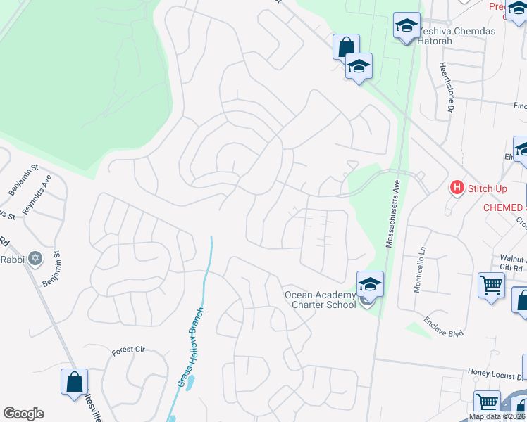 map of restaurants, bars, coffee shops, grocery stores, and more near 22 Winding River Road in Lakewood