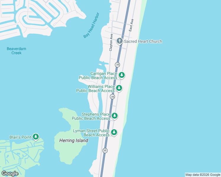 map of restaurants, bars, coffee shops, grocery stores, and more near 201 Bergen Ave in Mantoloking