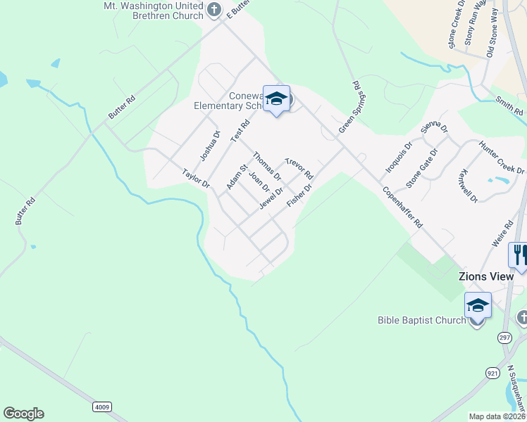 map of restaurants, bars, coffee shops, grocery stores, and more near 130 Jewel Dr in York