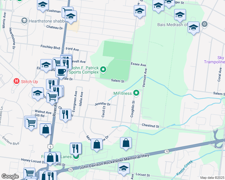map of restaurants, bars, coffee shops, grocery stores, and more near 1150 Anthony Court in Lakewood