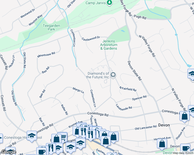 map of restaurants, bars, coffee shops, grocery stores, and more near 3 Etienne in Devon