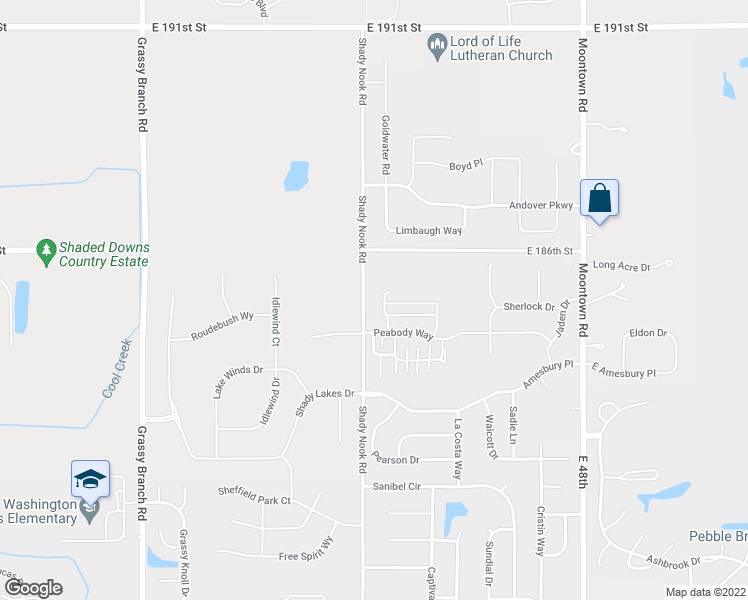 map of restaurants, bars, coffee shops, grocery stores, and more near 4044 Storrow Way in Noblesville