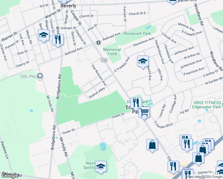 map of restaurants, bars, coffee shops, grocery stores, and more near 1010 Van Rossum Avenue in Beverly