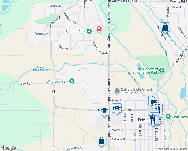 map of restaurants, bars, coffee shops, grocery stores, and more near 615 Delechant Court in Erie