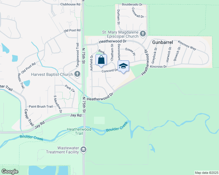 map of restaurants, bars, coffee shops, grocery stores, and more near 4481 Canterbury Drive in Boulder