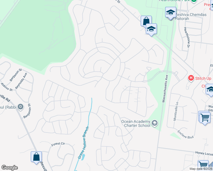 map of restaurants, bars, coffee shops, grocery stores, and more near 34 Skylark Lane in Lakewood