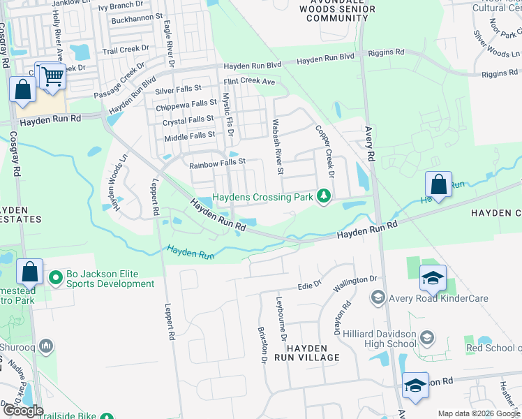 map of restaurants, bars, coffee shops, grocery stores, and more near 5499 Sentinel Falls Street in Dublin