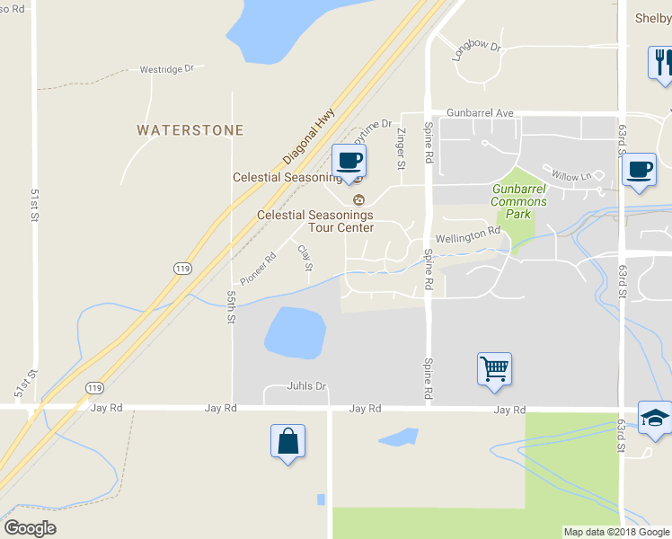 map of restaurants, bars, coffee shops, grocery stores, and more near 5709 North Orchard Creek Circle in Boulder