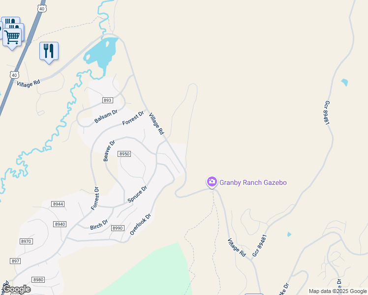 map of restaurants, bars, coffee shops, grocery stores, and more near 35 Arapahoe Circle in Granby