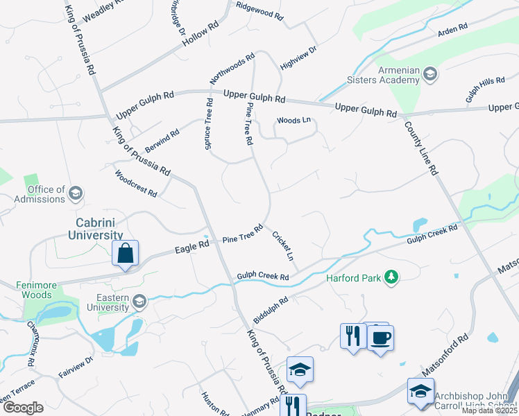 map of restaurants, bars, coffee shops, grocery stores, and more near 119 Pinetree Road in Wayne