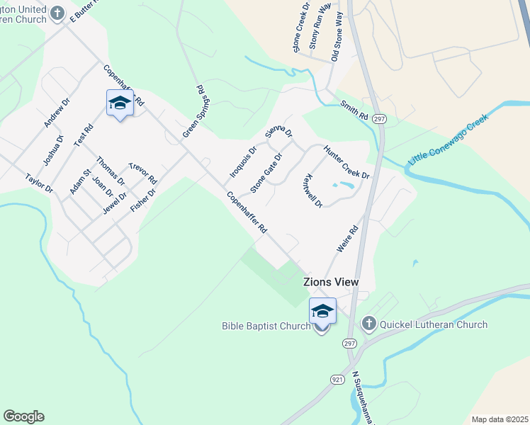 map of restaurants, bars, coffee shops, grocery stores, and more near 295 Copenhaffer Road in York
