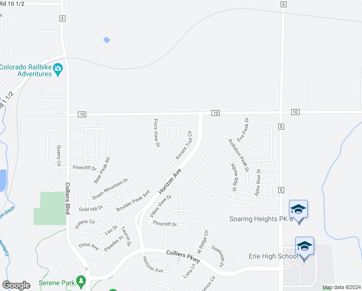 map of restaurants, bars, coffee shops, grocery stores, and more near 834 Sunridge Pl in Erie