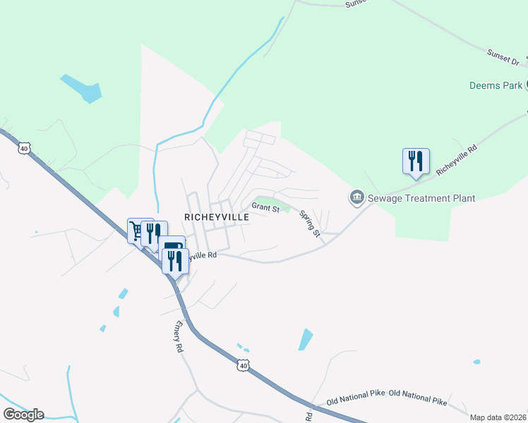 map of restaurants, bars, coffee shops, grocery stores, and more near 232 Grant Street in Centerville