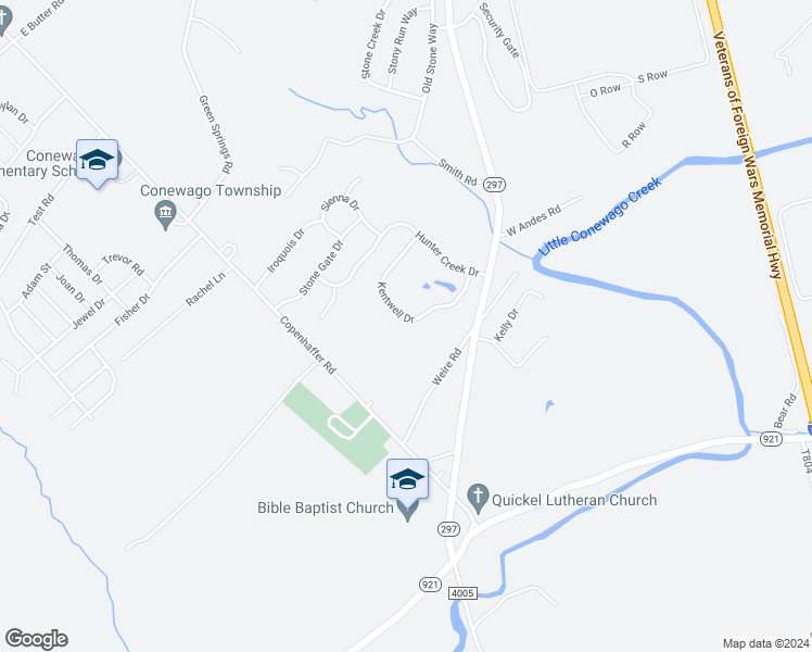map of restaurants, bars, coffee shops, grocery stores, and more near 710 Kentwell Drive in York