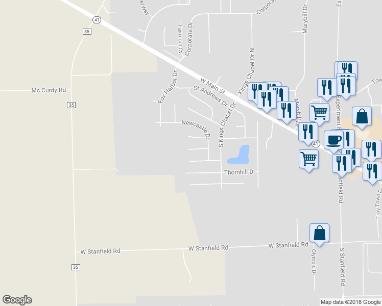 map of restaurants, bars, coffee shops, grocery stores, and more near 2520 Galway Court in Troy