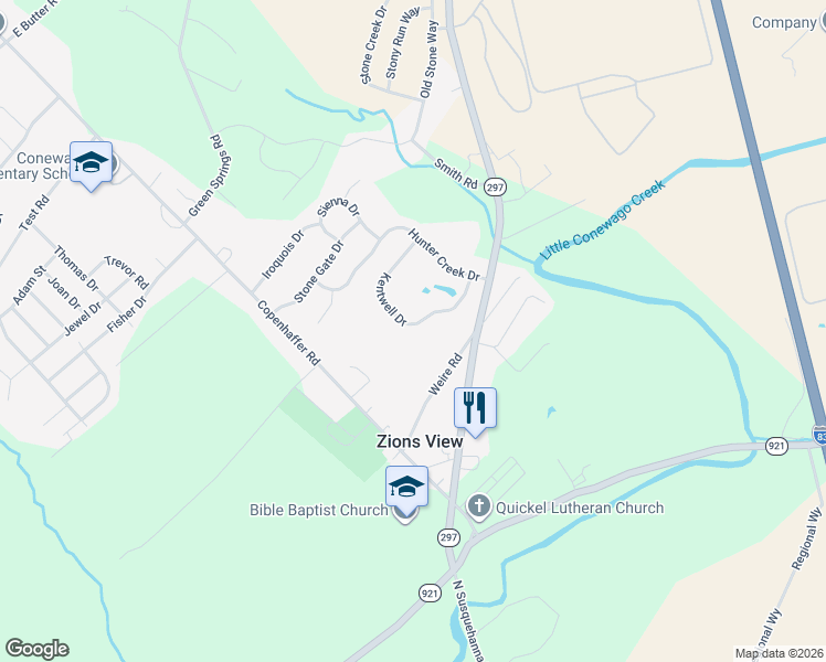 map of restaurants, bars, coffee shops, grocery stores, and more near 750 Kentwell Drive in York
