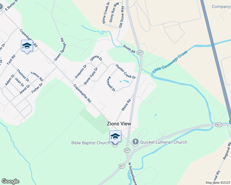 map of restaurants, bars, coffee shops, grocery stores, and more near 720 Kentwell Drive in York