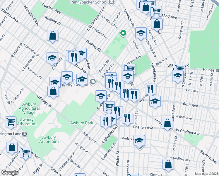 map of restaurants, bars, coffee shops, grocery stores, and more near in Philadelphia