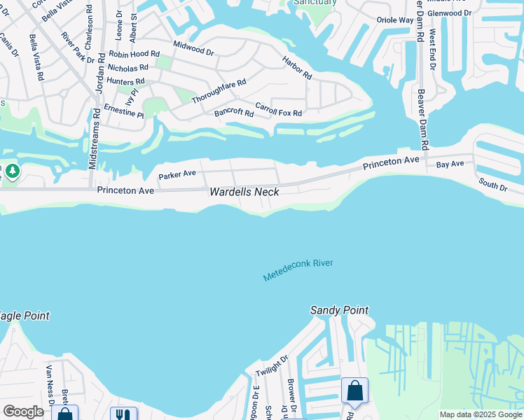 map of restaurants, bars, coffee shops, grocery stores, and more near 601 Point Avenue in Brick Township