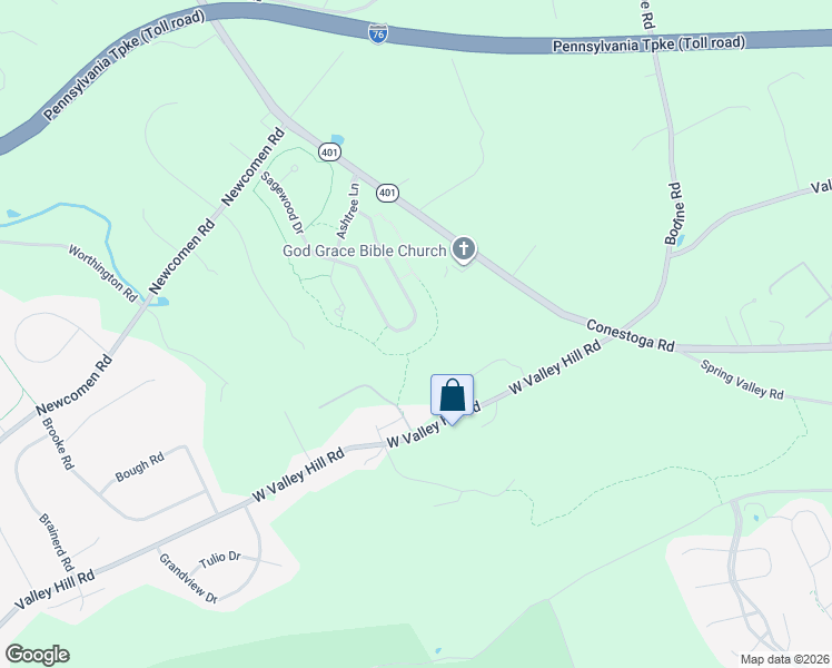 map of restaurants, bars, coffee shops, grocery stores, and more near 71 Sagewood Drive in Malvern