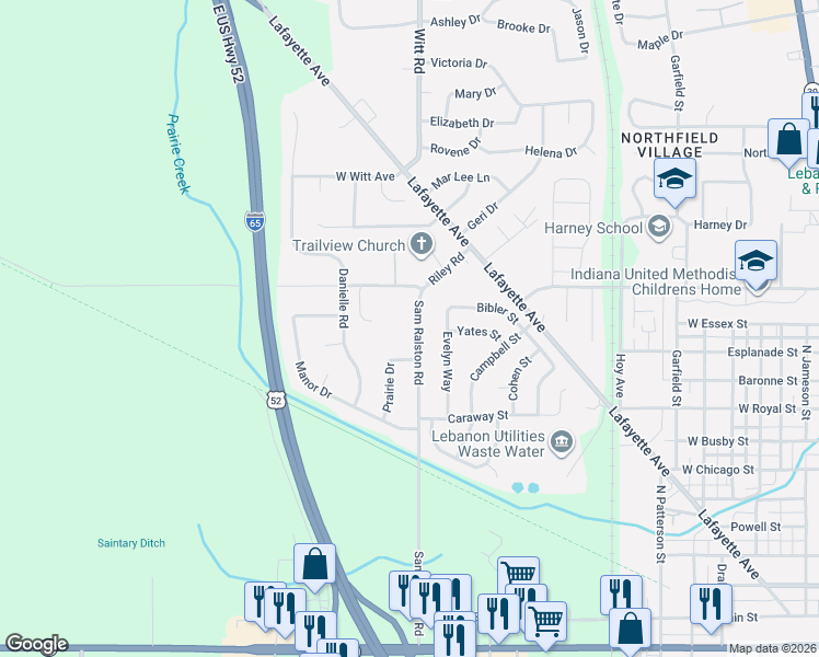 map of restaurants, bars, coffee shops, grocery stores, and more near 1014 Sam Ralston Road in Lebanon
