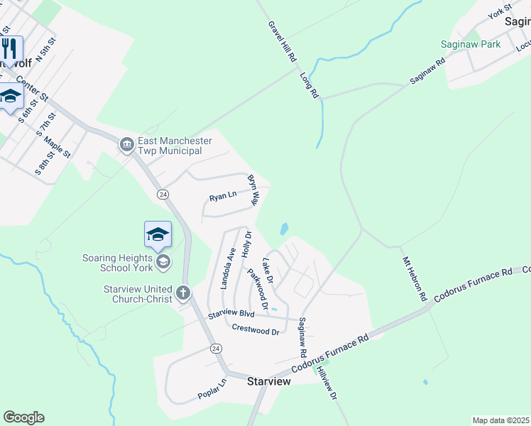 map of restaurants, bars, coffee shops, grocery stores, and more near 328 Landola Avenue in Mount Wolf