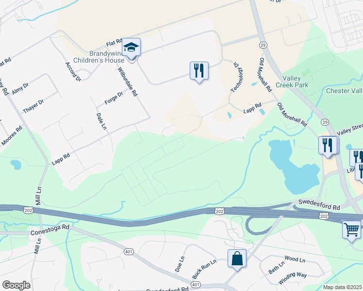 map of restaurants, bars, coffee shops, grocery stores, and more near 379 Gilman Street in Malvern