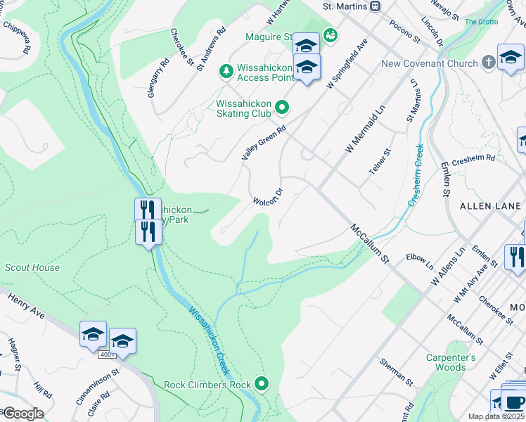 map of restaurants, bars, coffee shops, grocery stores, and more near 740 Wolcott Drive in Philadelphia