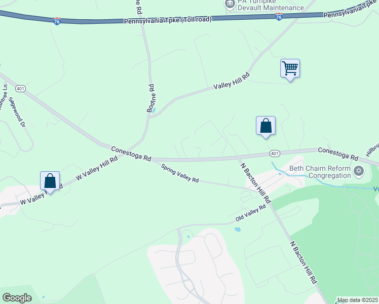 map of restaurants, bars, coffee shops, grocery stores, and more near 508 Conestoga Road in Malvern
