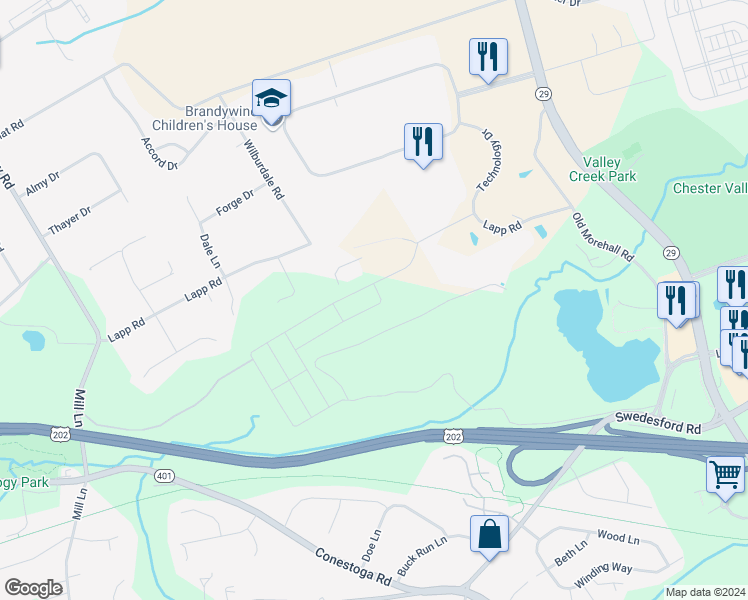 map of restaurants, bars, coffee shops, grocery stores, and more near 379 Gilman Street in Malvern