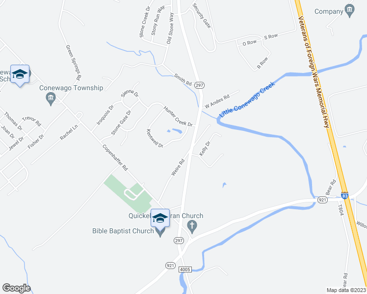 map of restaurants, bars, coffee shops, grocery stores, and more near 4402 North Susquehanna Trail in York