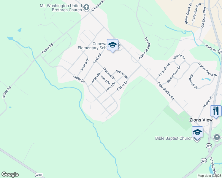 map of restaurants, bars, coffee shops, grocery stores, and more near 130 Jewel Drive in York