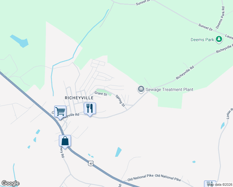 map of restaurants, bars, coffee shops, grocery stores, and more near 459 Spring Street in Centerville