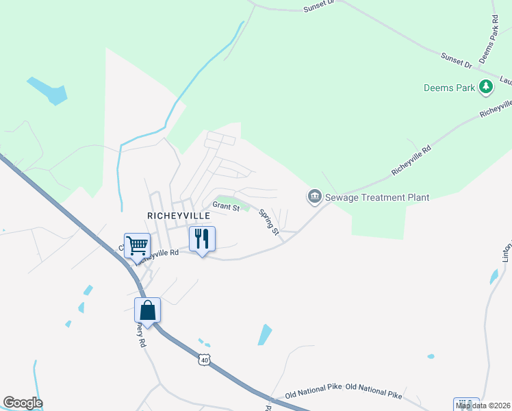 map of restaurants, bars, coffee shops, grocery stores, and more near 459 Spring Street in Centerville