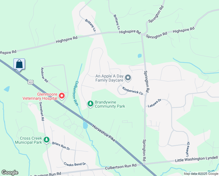 map of restaurants, bars, coffee shops, grocery stores, and more near 30 Post Run Road in Glenmoore