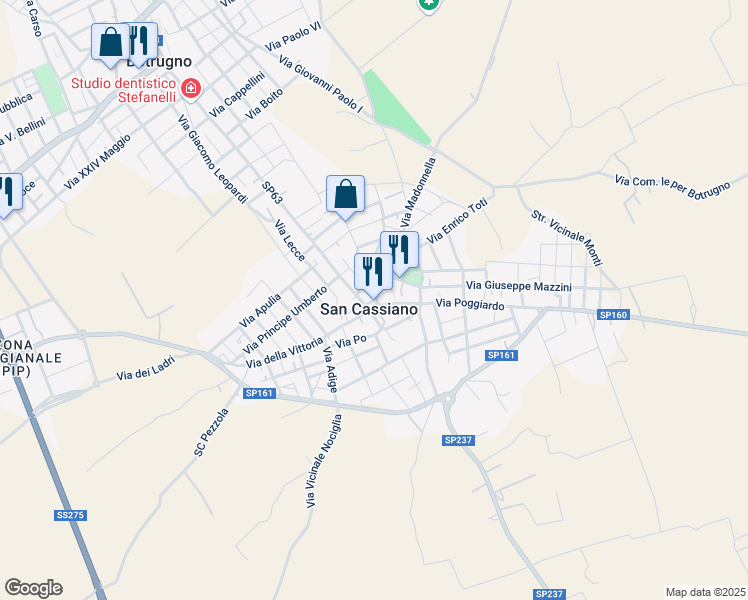 map of restaurants, bars, coffee shops, grocery stores, and more near in San Cassiano