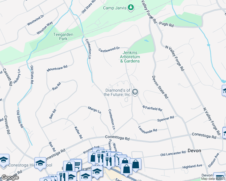 map of restaurants, bars, coffee shops, grocery stores, and more near 1 Lfleur in Devon