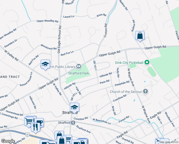 map of restaurants, bars, coffee shops, grocery stores, and more near 570 Brinton Road in Wayne