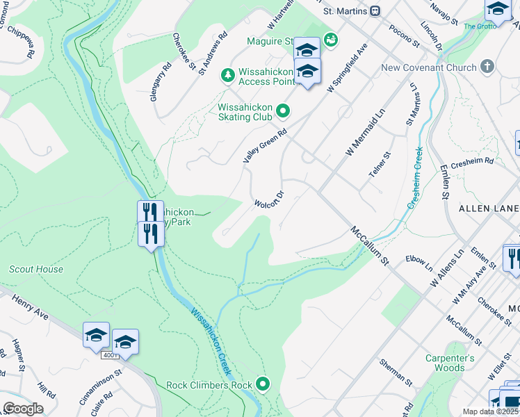 map of restaurants, bars, coffee shops, grocery stores, and more near 740 Wolcott Drive in Philadelphia