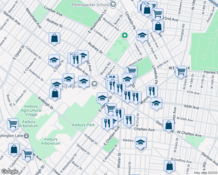 map of restaurants, bars, coffee shops, grocery stores, and more near in Philadelphia