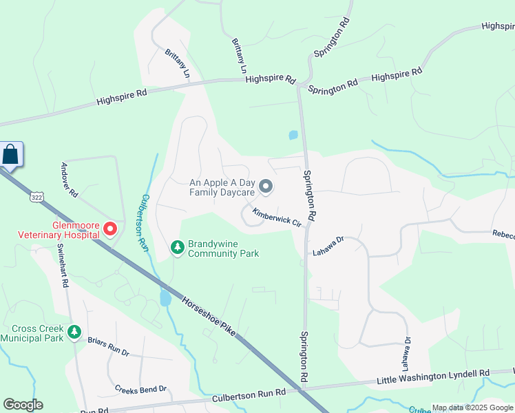 map of restaurants, bars, coffee shops, grocery stores, and more near 48 Kimberwick Circle in Glenmoore
