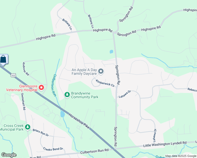 map of restaurants, bars, coffee shops, grocery stores, and more near 48 Kimberwick Circle in Glenmoore