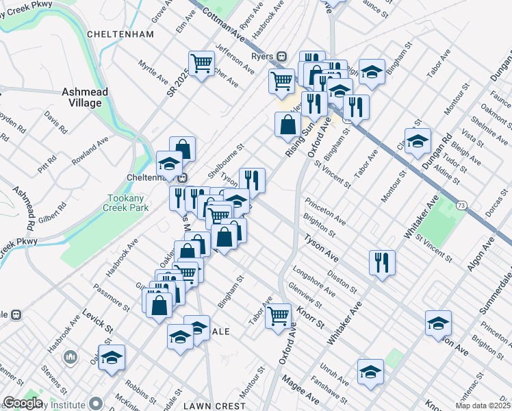 map of restaurants, bars, coffee shops, grocery stores, and more near 519 Disston Street in Philadelphia