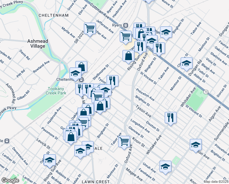 map of restaurants, bars, coffee shops, grocery stores, and more near 519 Disston Street in Philadelphia