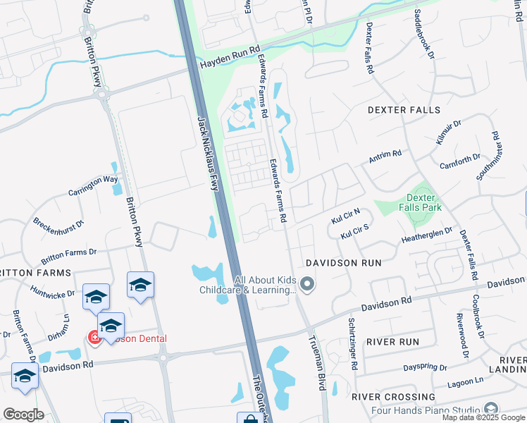 map of restaurants, bars, coffee shops, grocery stores, and more near 4214 Benedict Way in Columbus
