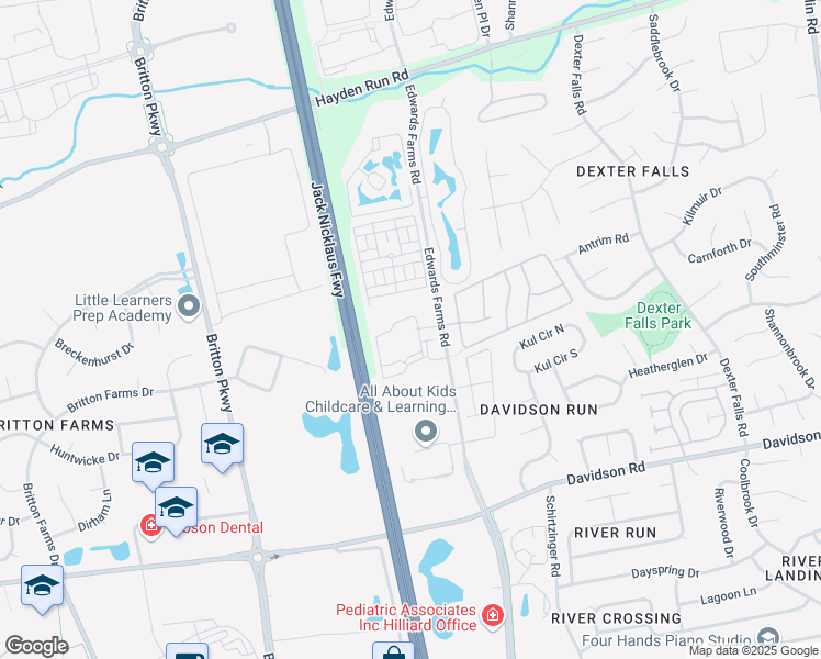 map of restaurants, bars, coffee shops, grocery stores, and more near 4214 Benedict Way in Columbus