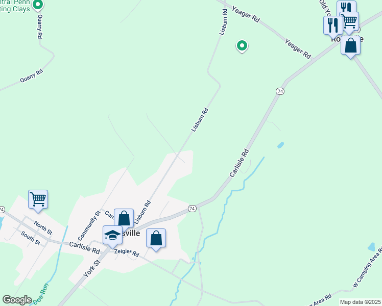 map of restaurants, bars, coffee shops, grocery stores, and more near 1570 Lisburn Road in Wellsville