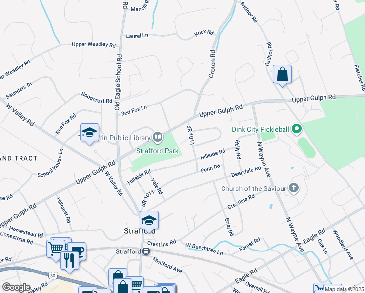 map of restaurants, bars, coffee shops, grocery stores, and more near 576 Brinton Road in Wayne
